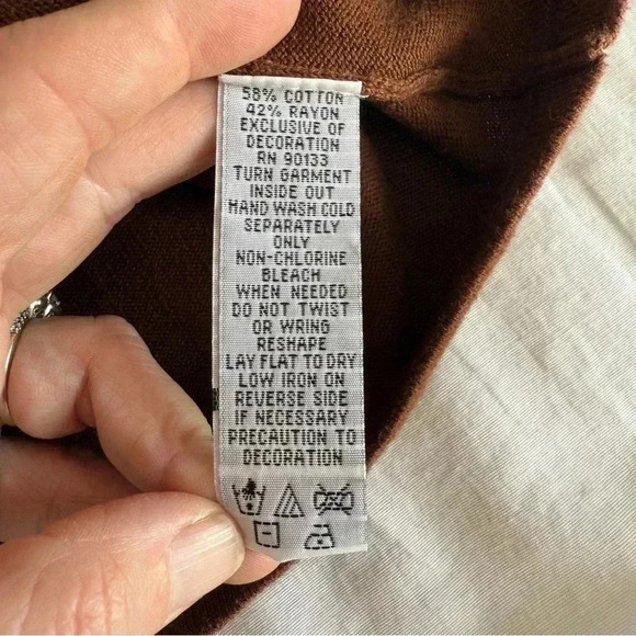 Bob Mackie Wearable Art Knit Cardigan Sweater Brown Sequins Button Long sleeve L - Picture 4 of 7